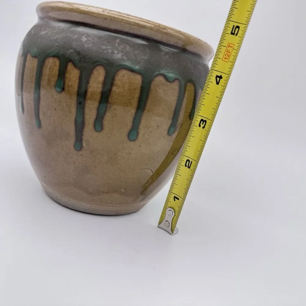 Art Pottery Drip Glaze Jar Stoneware Hand Thrown Vase Utensil Holder